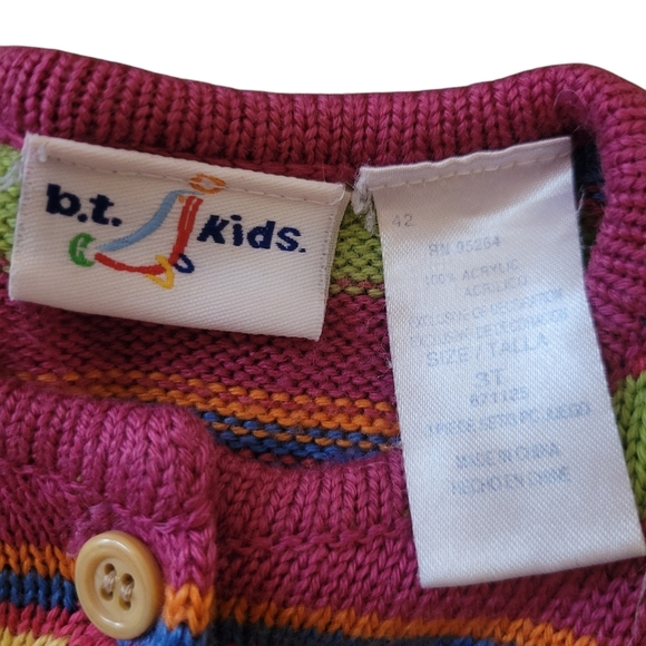 b.t. kids Toddler Girl's Size 3T Acrylic Colorful Striped Button-down Cardigan - Picture 5 of 6